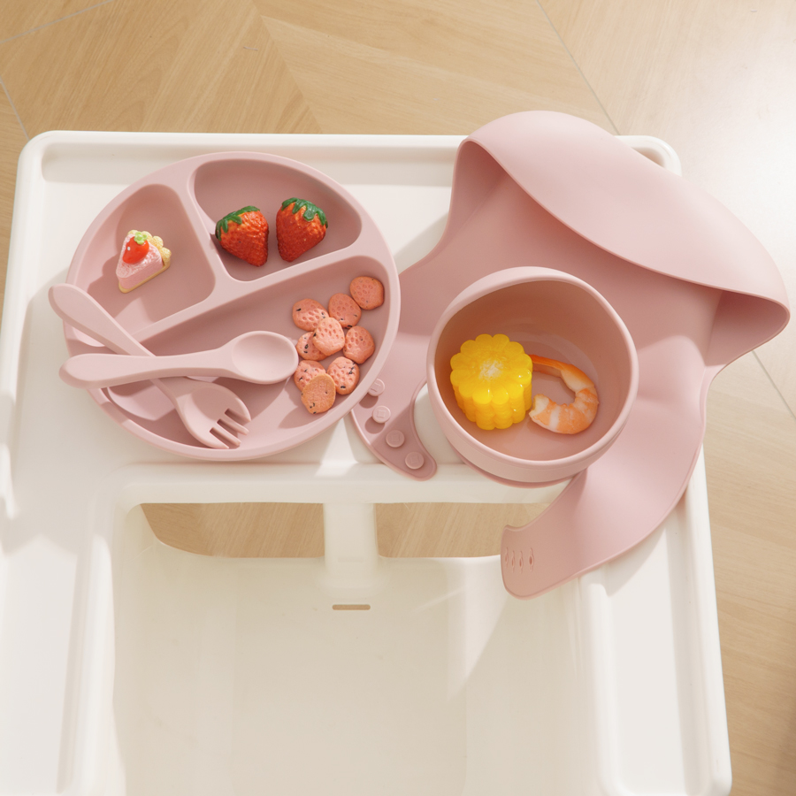 Baby Food Chart - 5Pcs Baby Silicone Feeding Set Round