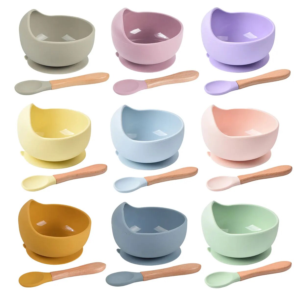 Silicone Suction Bowl - 2PCS Silicone Baby Feeding Bowl Tableware