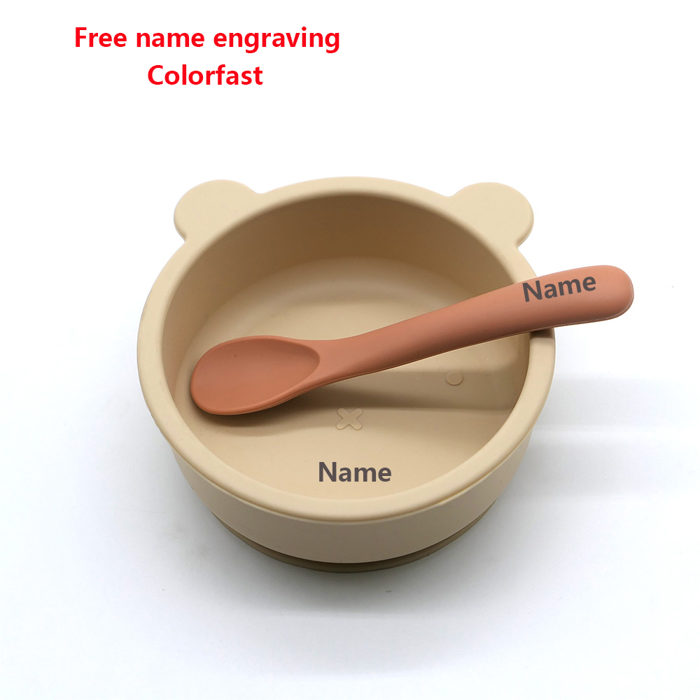 Silicone Suction Bowl - Kids' Tableware Set Bowl Spoon Personalized