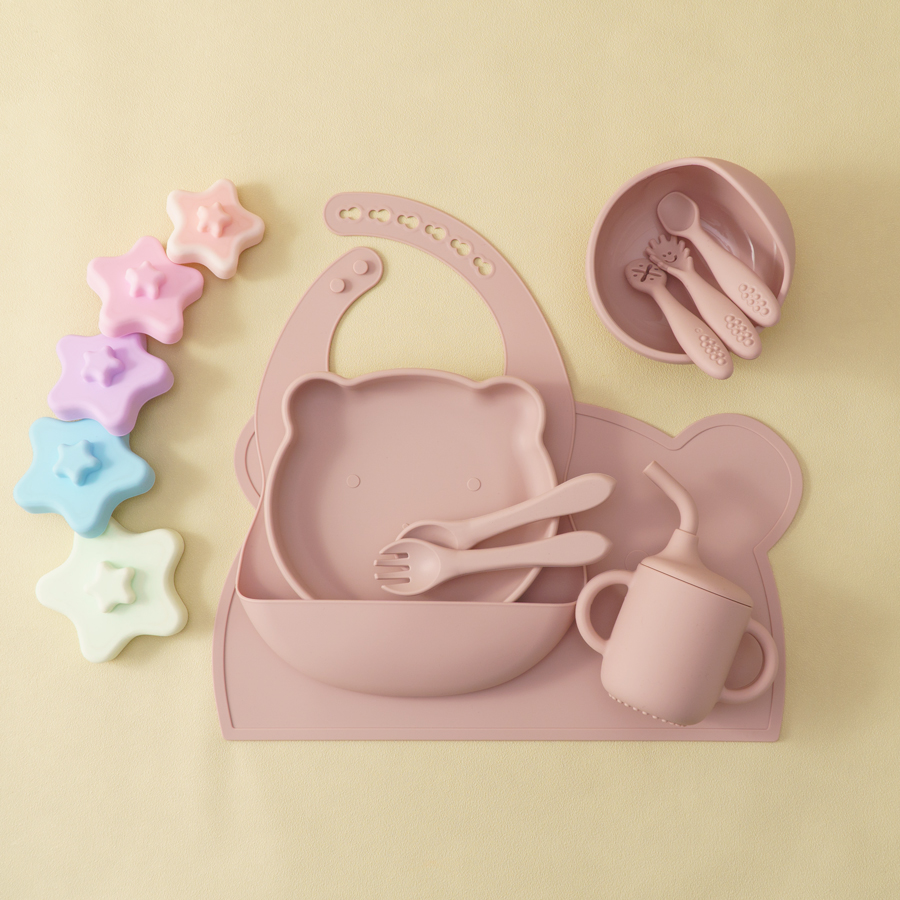8PCS Silicone Baby Feeding Set - Silicone Suction Bowl review and price