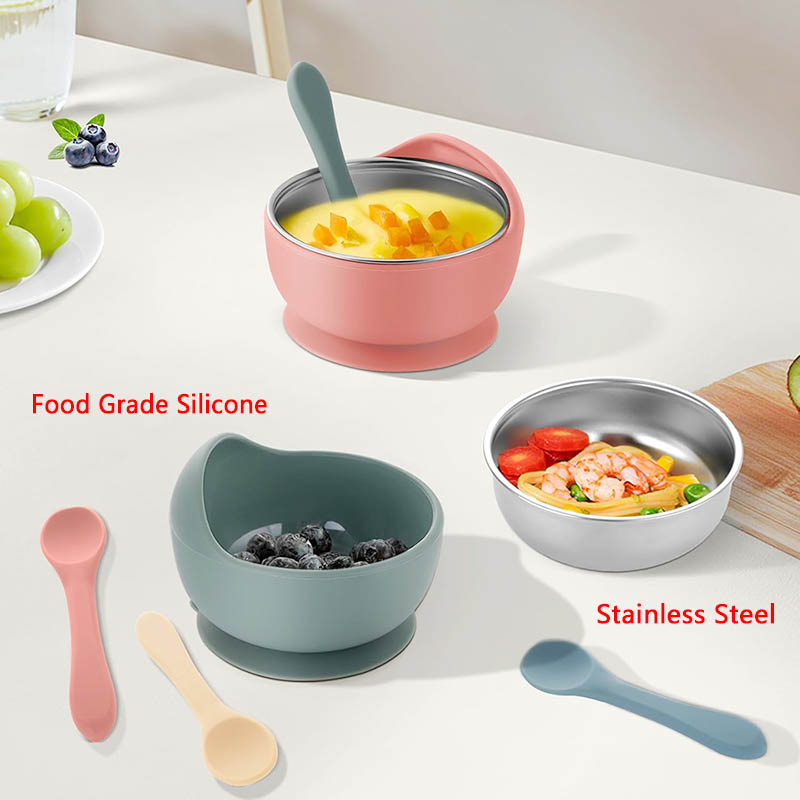 3Pcs Set Baby Feeding Bowl Wit - Silicone Suction Bowl review and price