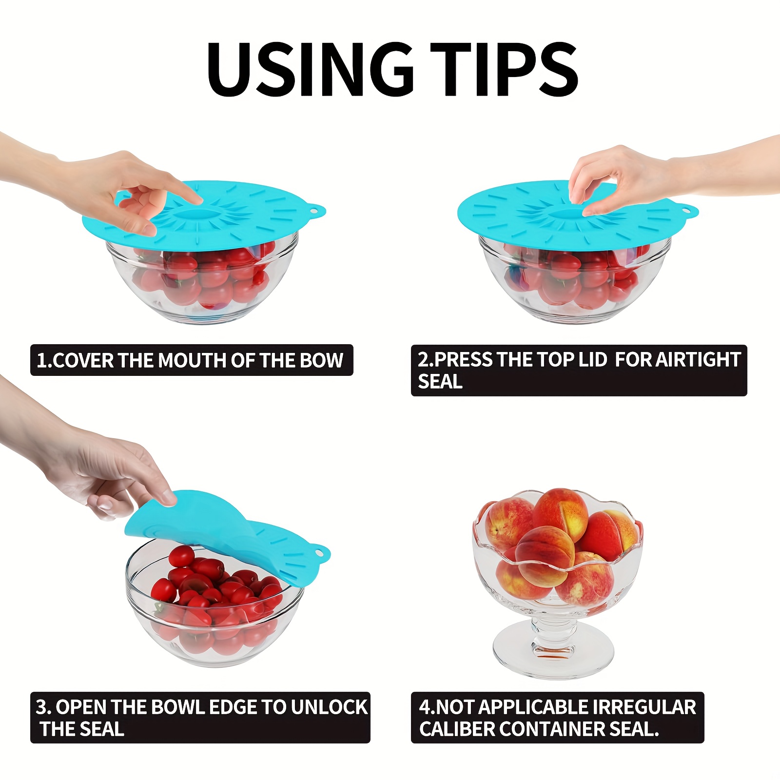 5-Piece Silicone Lids, Heat-Re - Silicone Suction Bowl review and price